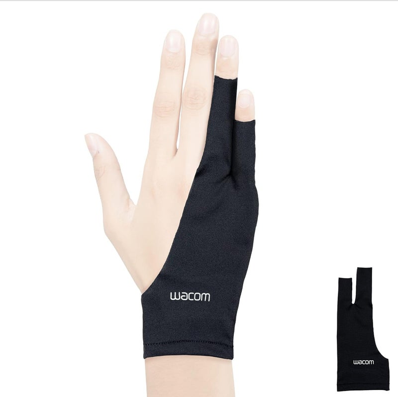 Wacom Drawing Glove, Two-Finger Artist Glove for Drawing Tablet Pen Display, 90% Recycled Material, eco-Friendly, one-Size (1 Pack) - Image 1
